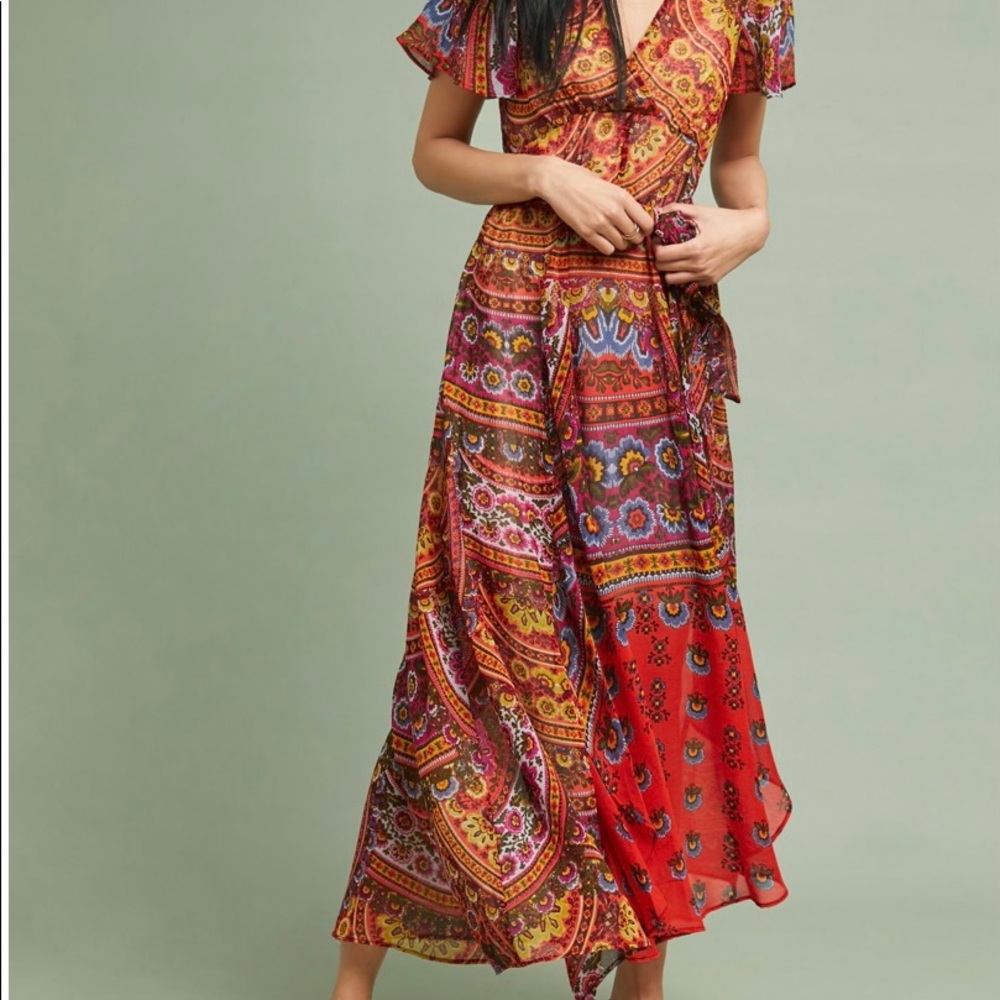 Anthropologie Murol Wrapped Maxi Dress